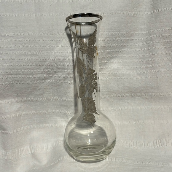 Vintage Sterling Silver City Overlay Bud Vase Leaf Leaves Pattern 6” Shabby Chic - Picture 8 of 15